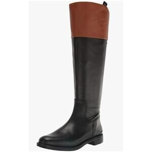 Franco Sarto Meyer Boots Black Brown Wide Calf Size 6.5 NWT Leather Riding Boots